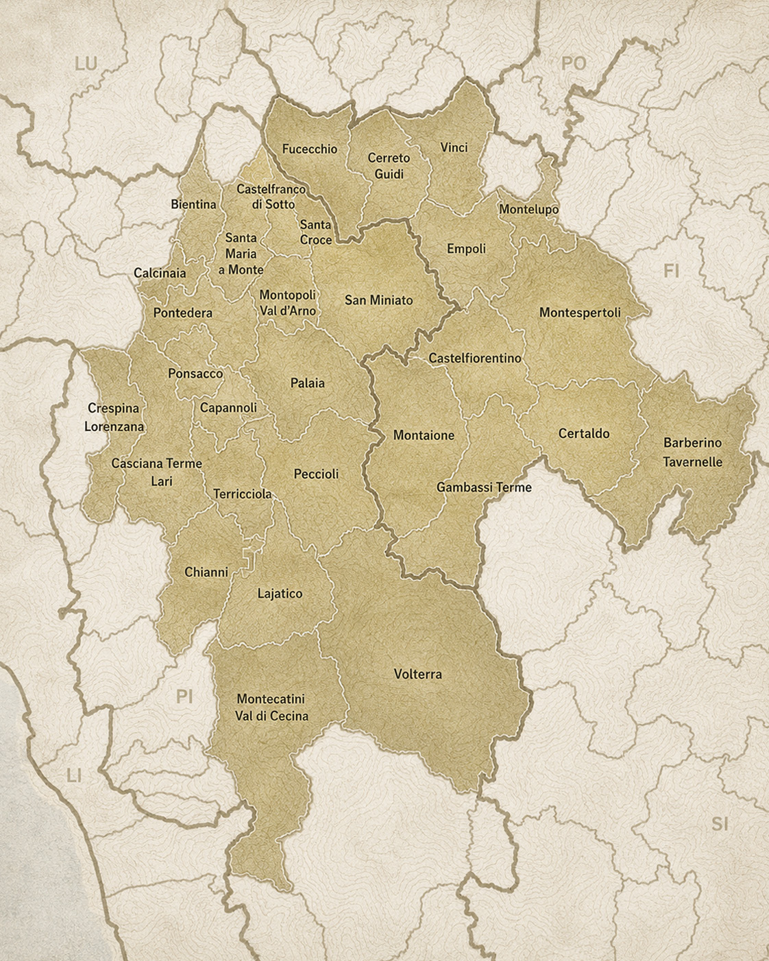 Mappa delle Colline Sanminiatesi